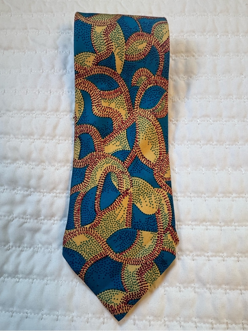 NWT DiMarco 100% Silk Handmade in Italy Wide Abstract Necktie